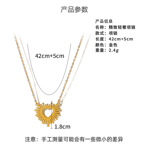 Cross-border European and American style new sunflower pendant necklace electroplated 18K gold titanium steel non-fading short women's necklace