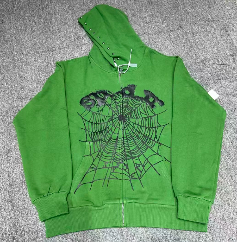 Sp5der Hoodie Web Logo Green