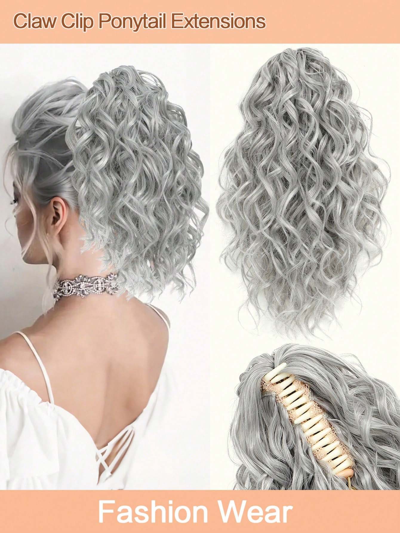 Short Curly Hair Claw Clip Ponytail Synthetic Drawstring Pony_voghion.com