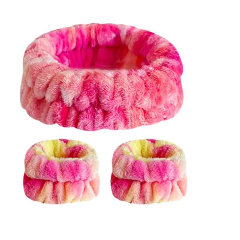 Tie tinged franela correa de cabello un anillo conjunto de correa de muñeca femenina absorción de agua lavado facial máscara correa de muñeca suministro de fábrica