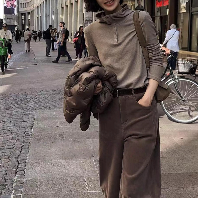 Plus Size Fat mm Hooded Bottoming Long-Sleeved T-Shirt for Women 2025 Autumn New Korean Style Simple and Versatile Slimming Look Warm Top