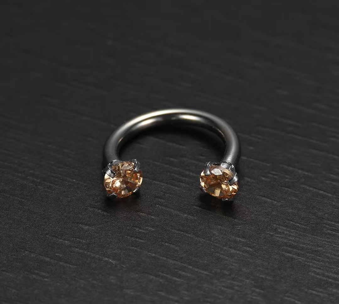 Cross-Border European And American C-Shaped Horseshoe Rod Zircon Ring Earrings Nose Stud Stainless Steel Piercing_voghion.com