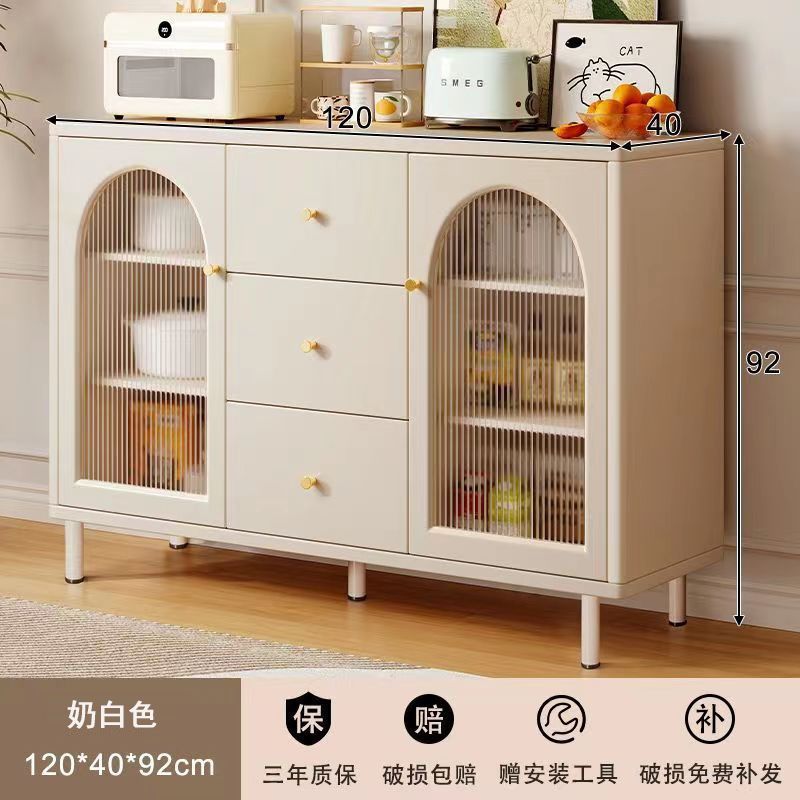 クリームスタイルのサイドボード、リビングルームの収納キャビネット、キッチンキャビネット、食器棚、ティーキャビネット、壁掛け多機能キャビネット|undefined