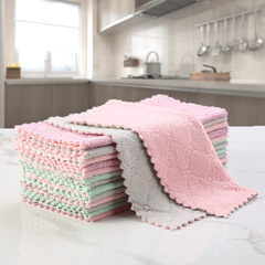 Coral velvet double-sided dish rag, thickened dishwashing cloth, double-layer scrubbing pad, kitchen cleaning cloth, water-absorbent table and bowl wiping, wholesale