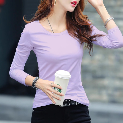 Women's Autumn 2025 Straight-Sleeve T-Shirt, Square Collar, Fitted Slimming Plain Color Base Shirt, Casual Top for Layering