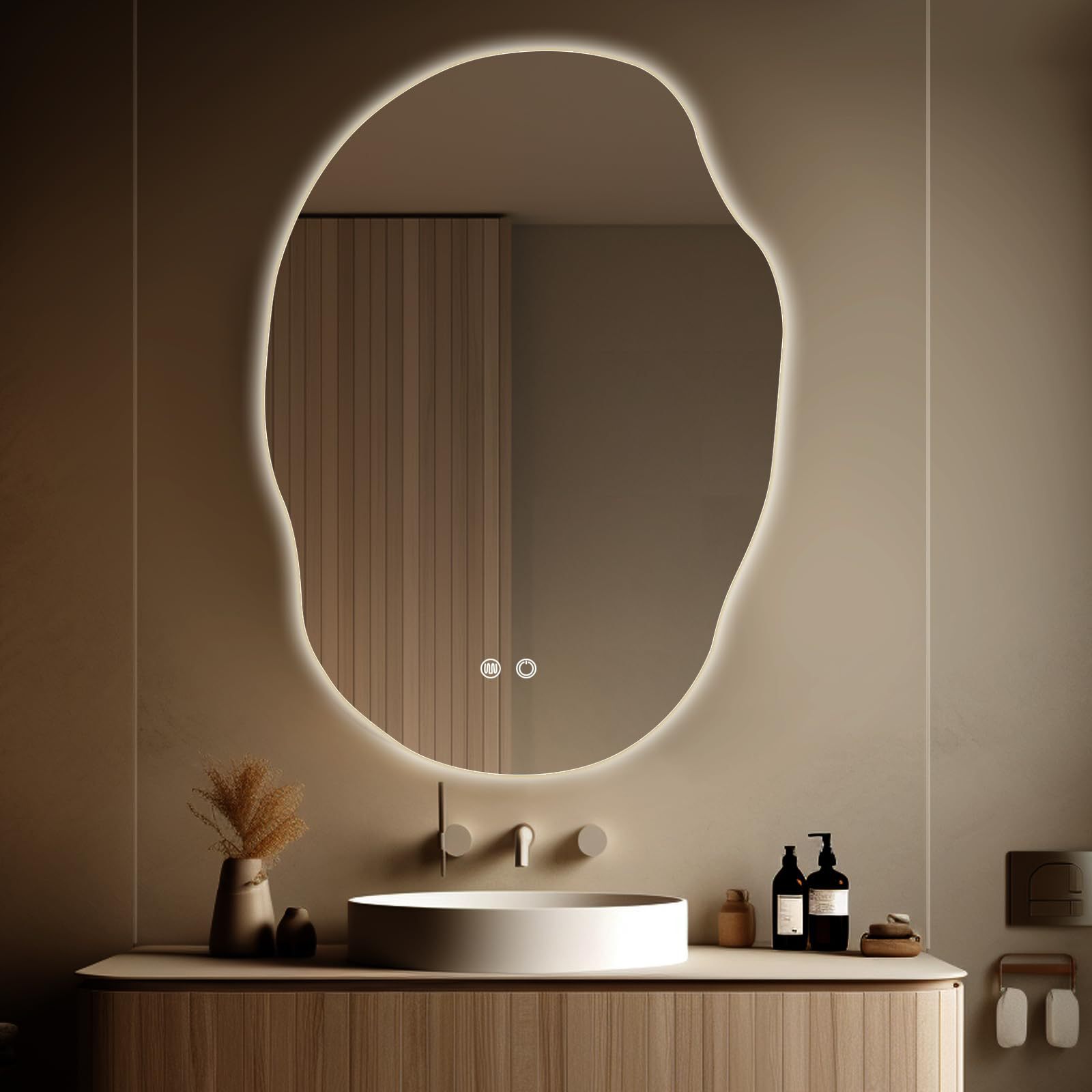 Comercio exterior papa forma especial inteligente led espejo de maquillaje colgante de pared dormitorio tocador espejo de baño pared colgante con luz Amazon