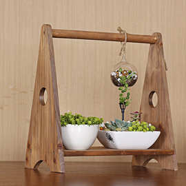 实木多肉桌面小花架创意办公室窗台架桌上迷你置物收纳架盆栽架