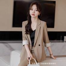 西装外套女小个子夏季跨境外贸新款气质职业套装休闲七分袖西服薄