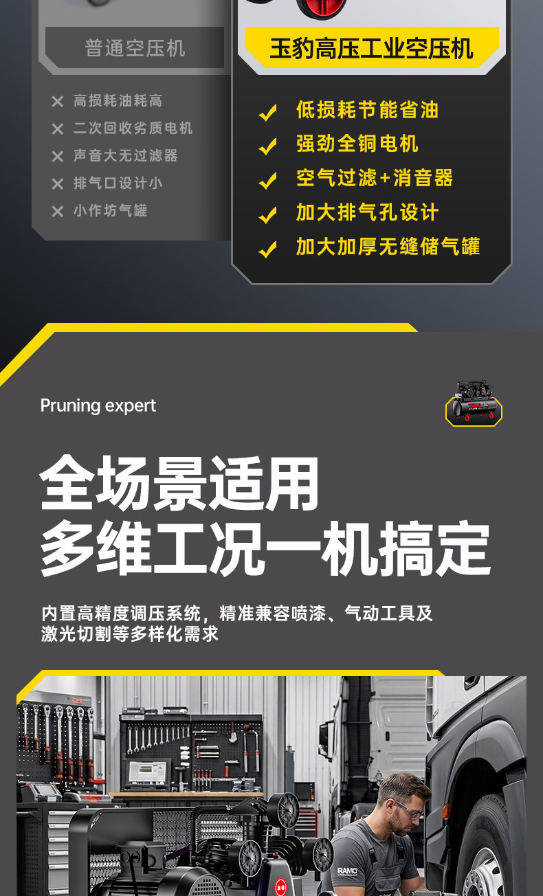 Air compressor industrial grade large 380V high pressure air pump small 220V spray paint air pump auto repair air compressor