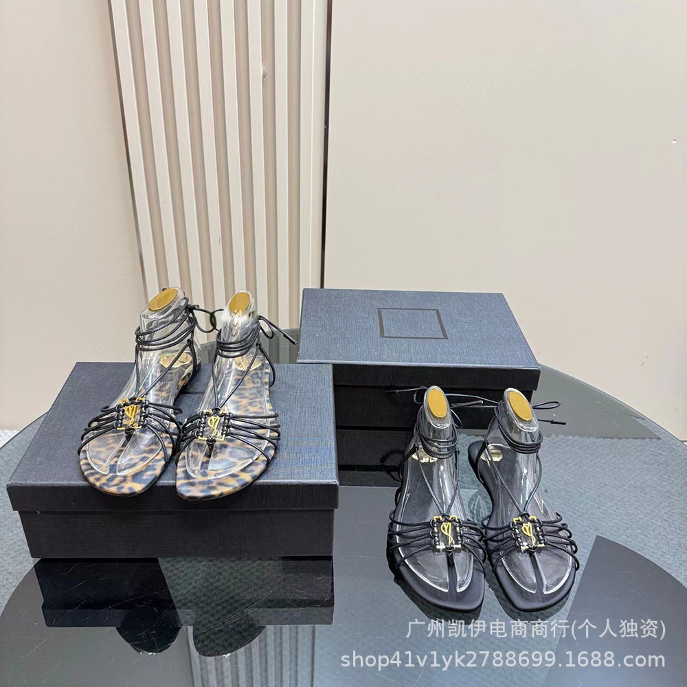高定2025欧美新款时髦豹纹厚底坡跟夹趾人字拖鞋增高时尚沙滩凉拖