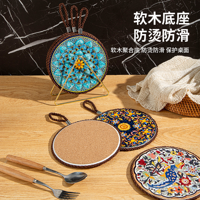 复古隔热垫耐高温砂锅防烫垫珐琅锅垫子陶瓷新中式餐桌防滑餐盘垫|undefined