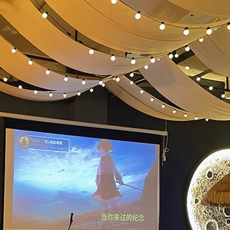 純色の天幕テント露天庭雰囲気布バー室内ネット赤レストラン天井飾り天井|undefined