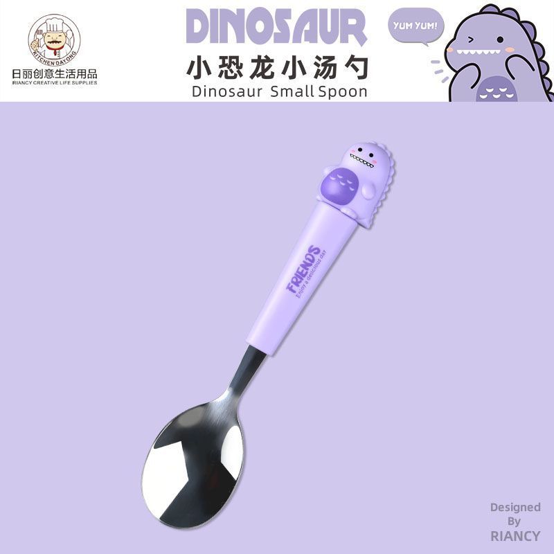 Animal encantador portátil para llevar estudiantes cucharas de comidas dormitorios escolares cucharas de cubierta de cubierta set