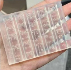 Molde de manicura amor arco en relieve flor ornamentos molde abrasivo alta permeabilidad estereoscópica DIY decoración molde de silicona