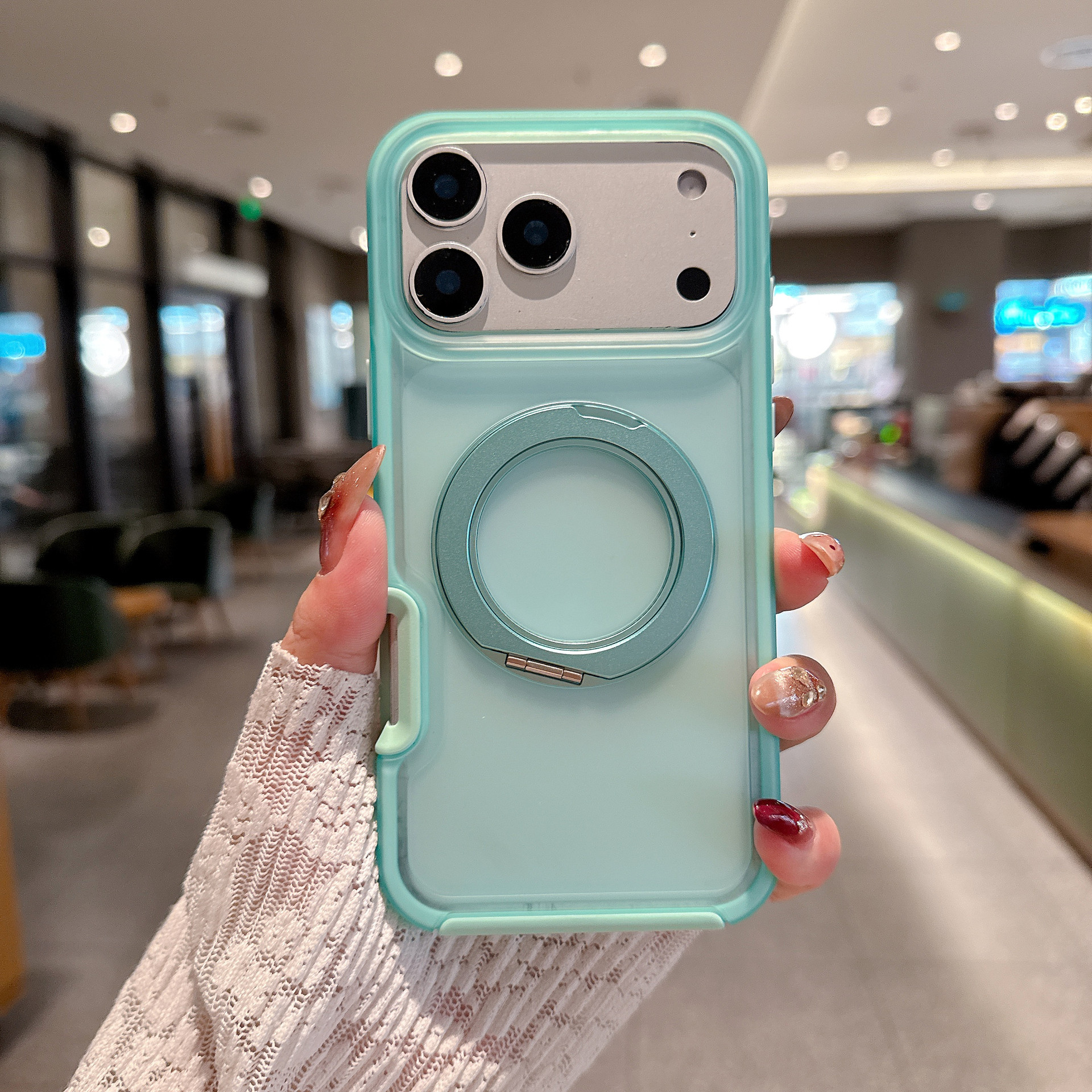 Nuevos productos de explosión transfronteriza adecuados para iPhone17PM 360 soporte grueso de caso de teléfono móvil, piel de caso de teléfono a prueba de caídas