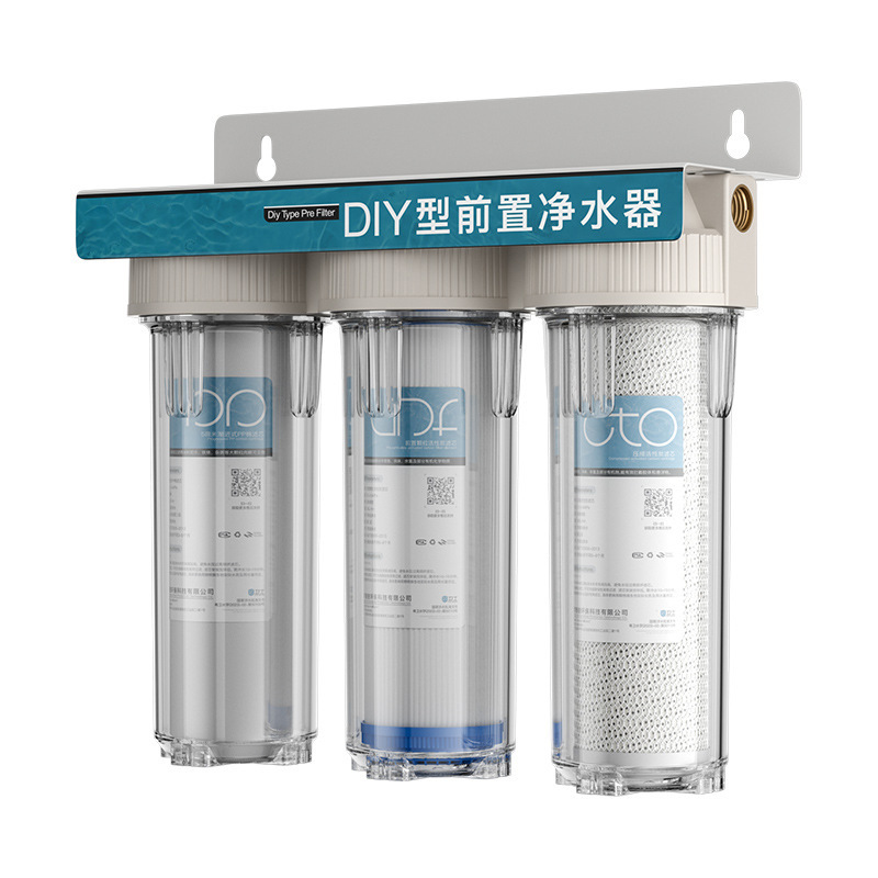 Filtro frontal de tres niveles de 10 pulgadas purificador de agua de cocina doméstica botella blanca grande purificador de agua de grifo comercial image 6