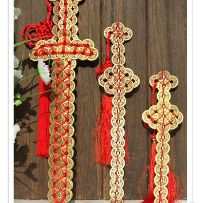 批发铜钱剑仿古黄铜钱剑铜五帝钱铜钱剑家居装饰品工艺品