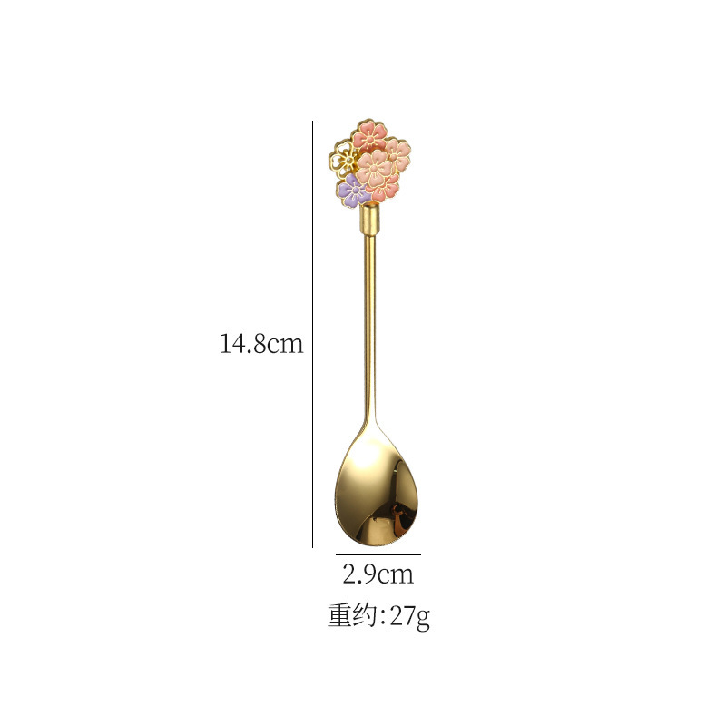 Japanese-style Cherry Blossom Stainless Steel Dessert Trendy Exquisite Lg-handled Stirring Spo, Household Coffee_voghion.com