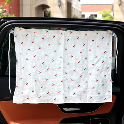 Sunshade Side Curtain Cartoon Style: Car curtains - cherry-white-suction-cup-curtain