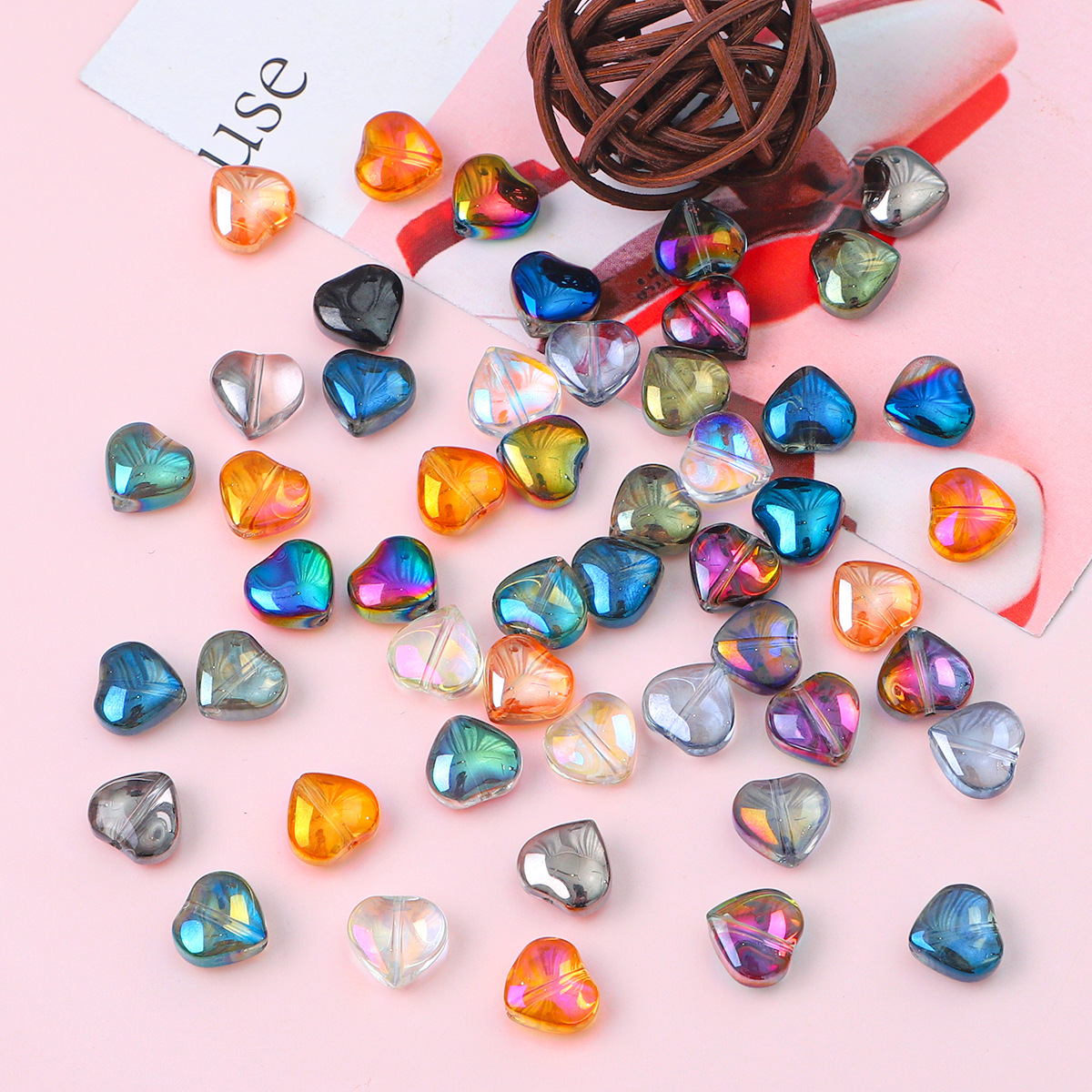 20 Pieces Quantity 20 Pieces Glass Heart Shape DIY Jewelry Accessories Beads