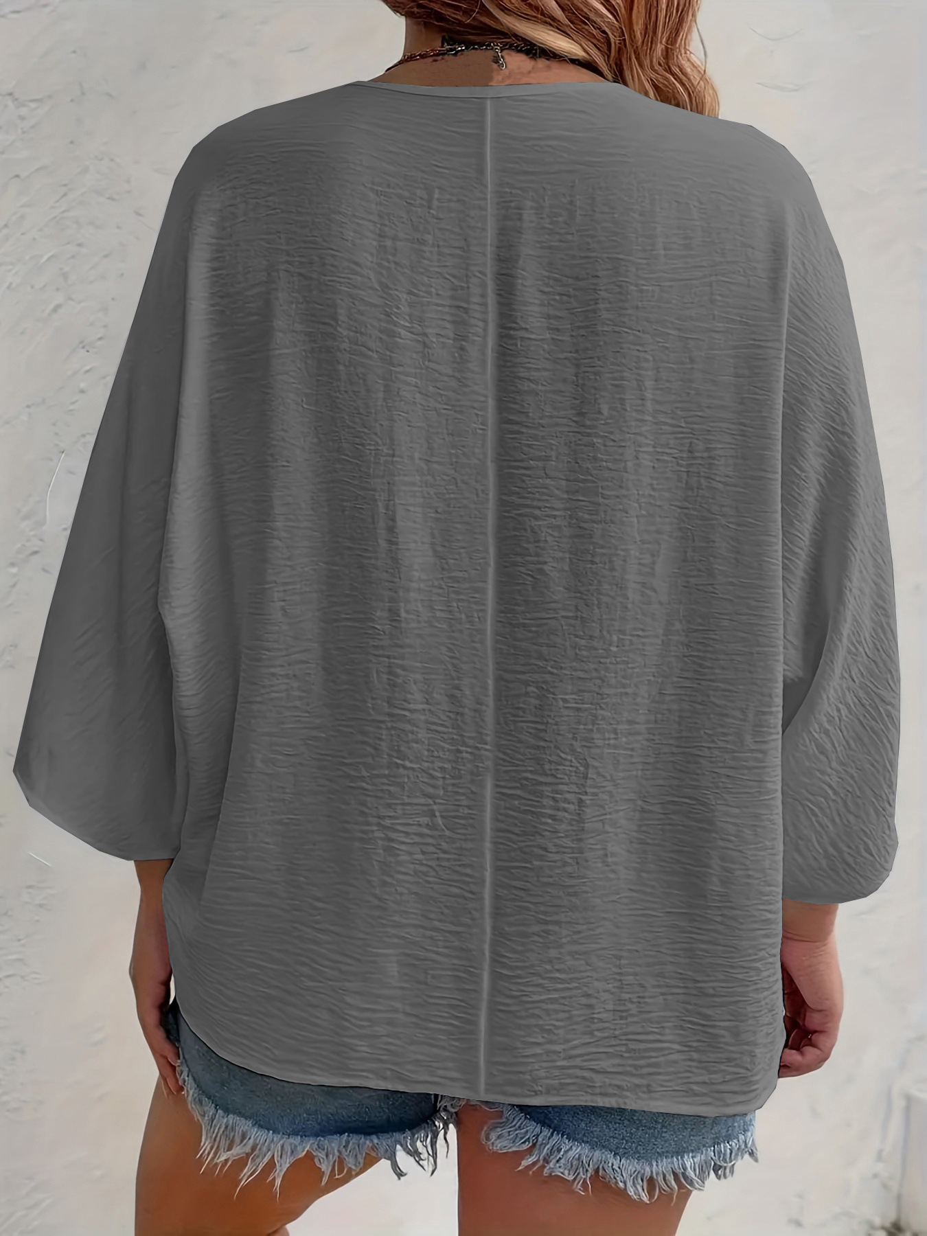 Women's Clothing Spring And Autumn New Women's V Neck Button Ice Silk Wrinkle Solid Color Cardigan Long Sleeve Women_voghion.com