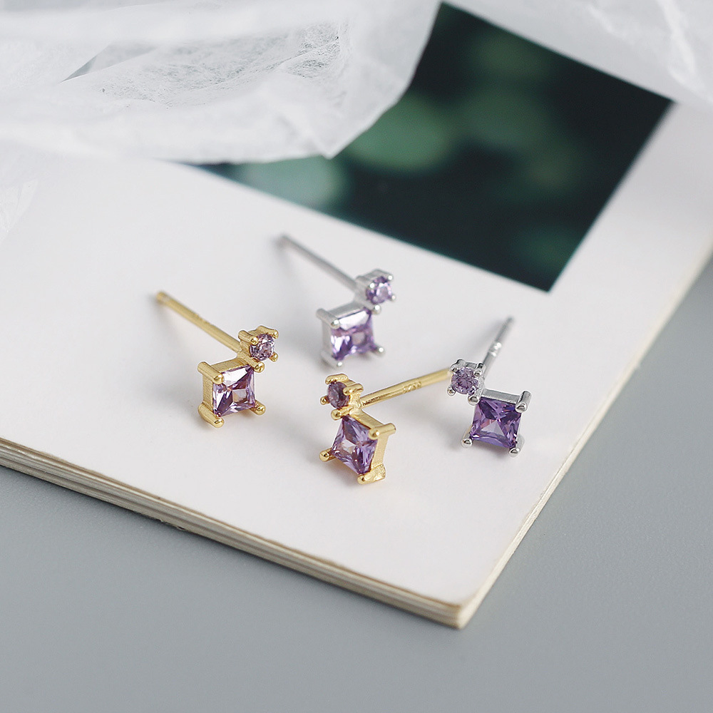 Fashion Geometric Sterling Silver Plating Zircon Ear Studs 1 Pair