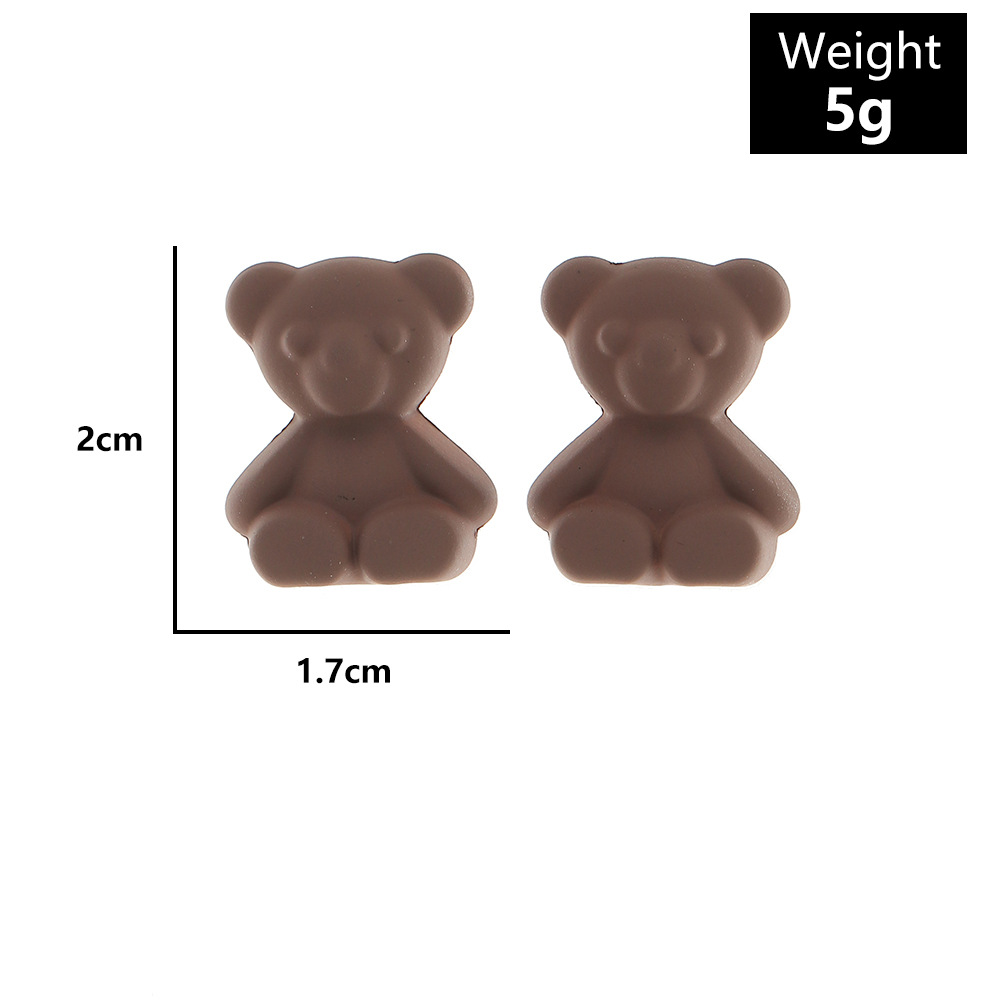 Ez3806 Nizhu New Ins Sweet Cool Teddy Bear Ear Studs Earrings Lovely Soft Cute Colorful Bear Earrings display picture 10