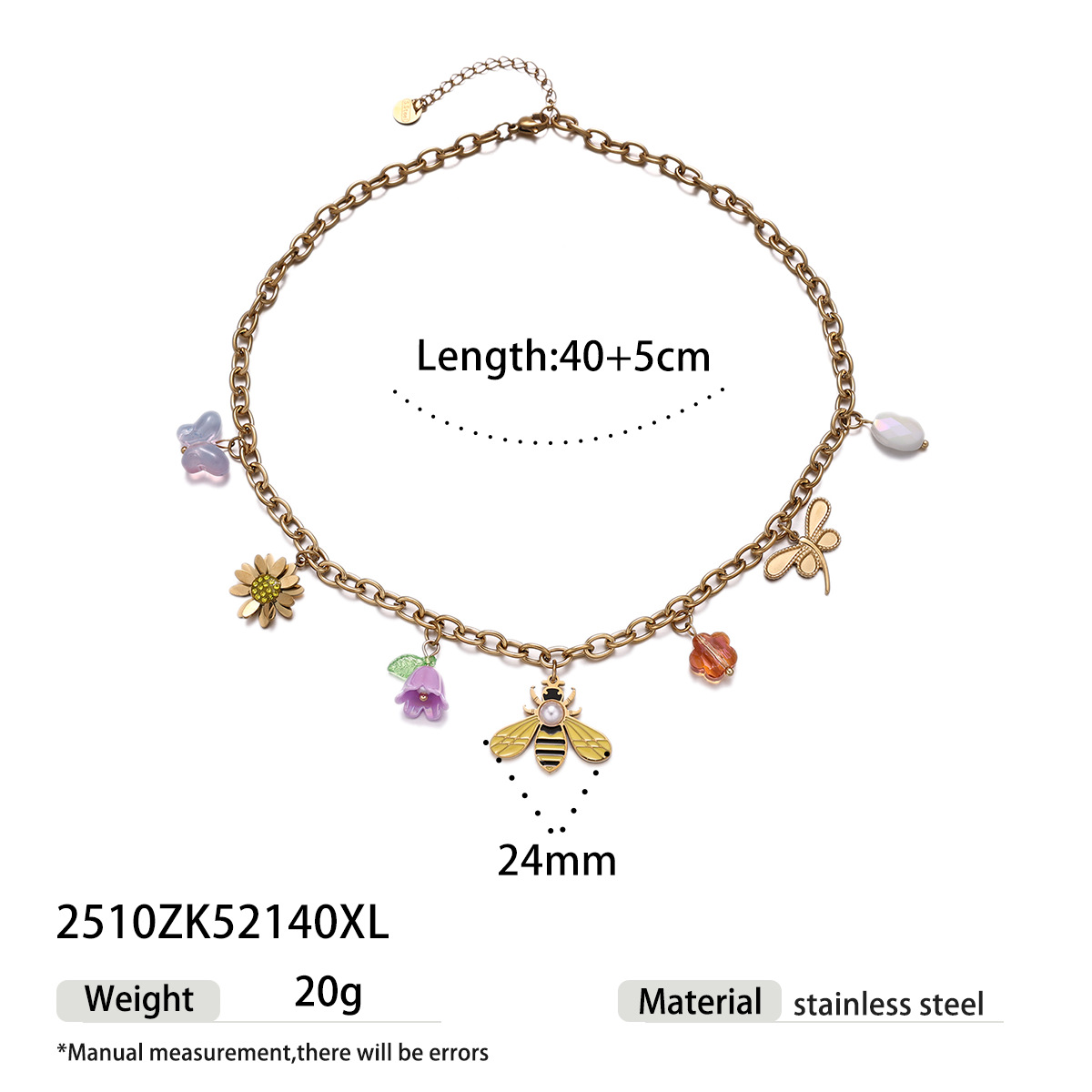 Collar de acero inoxidable TINA Europa y América de lujo ligero nicho abeja collar de otoño y invierno collar de acero de titanio sin decoloración cadena de clavícula