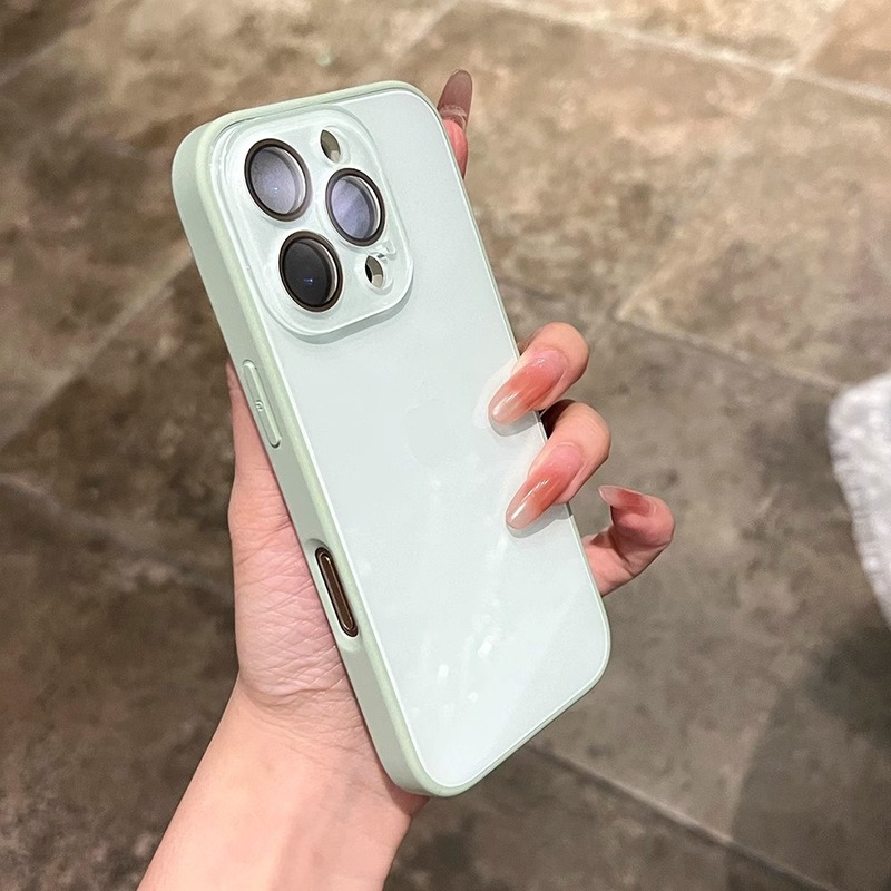 マカロンガラスケース iPhone17ProMax用 携帯電話ケース Apple15 レンズフィルム付き 14 夏 男女兼用|undefined