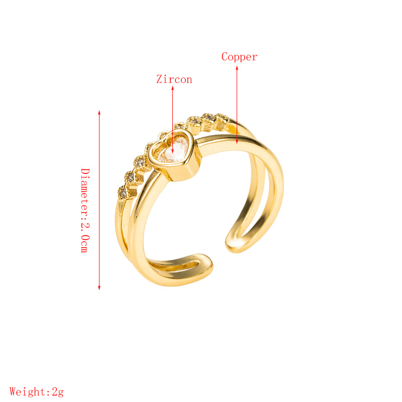 Mode Geometrische Stern Liebe Ring Kupfer Vergoldet Zirkon Persönlichkeit Temperament Zeigefinger Ring display picture 1