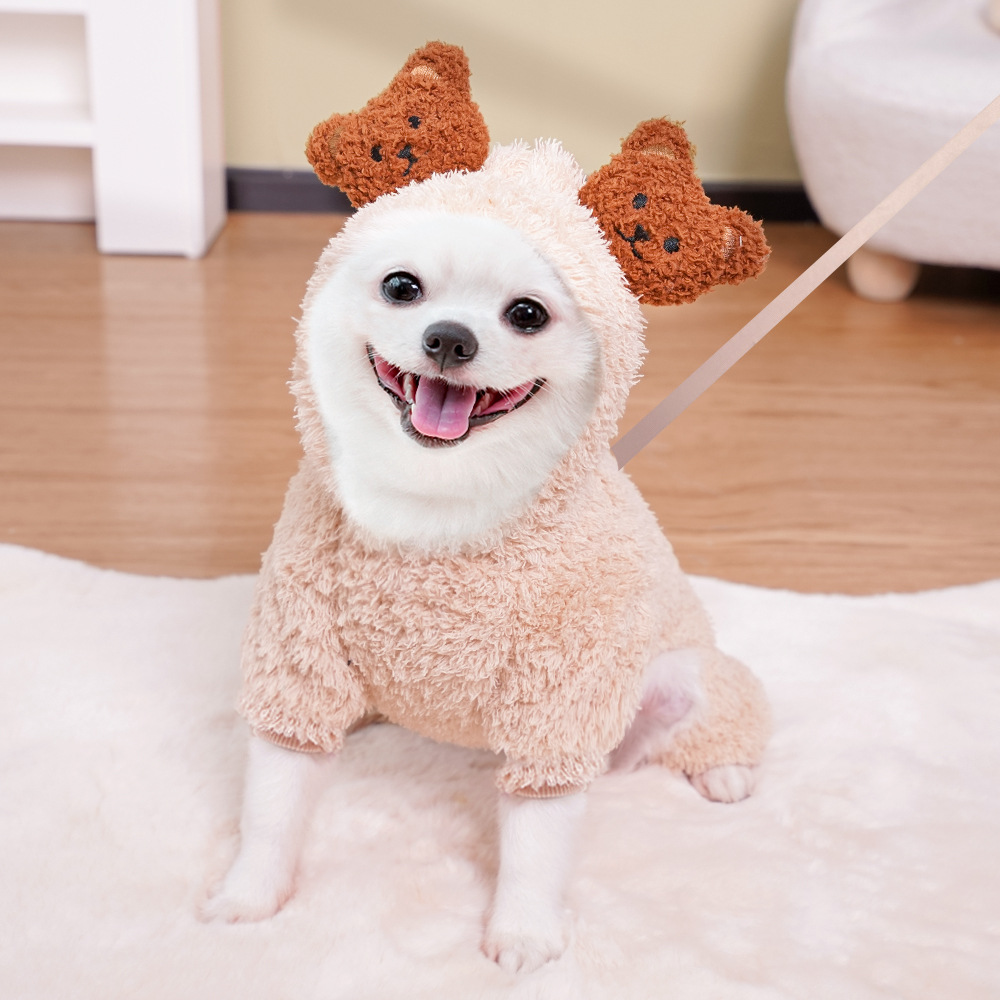 Otoño y invierno ropa de perro pequeño gato de mascota ropa de invierno de cuatro patas osos pequeños perros peluche gatos artículos para perros