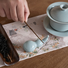 Tianqing Ru Kiln tea pillow, split Ru porcelain gourd ornaments, Kung Fu tea set accessories, tea ceremony accessories