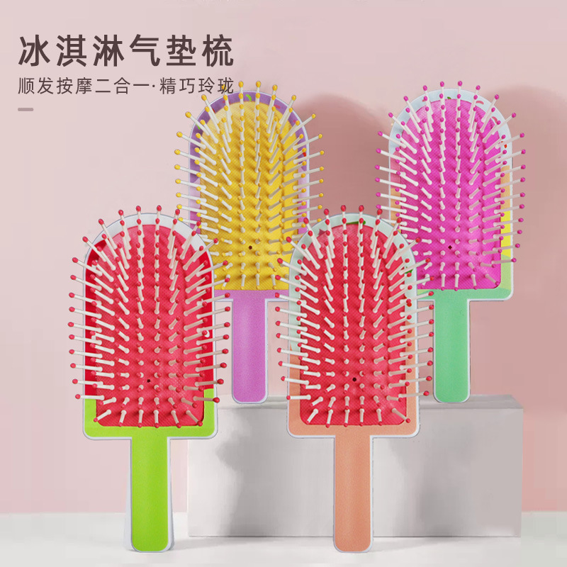 Mini creativo helado cojín de aire peine helado serie airbag peine lindo dibujos animados shunfa portátil masaje peine