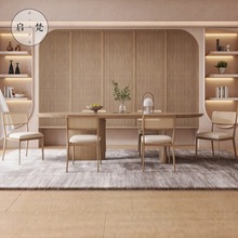 现代原木藤编椅子餐边柜样板房餐厅餐桌茶桌设计师实木家具定制