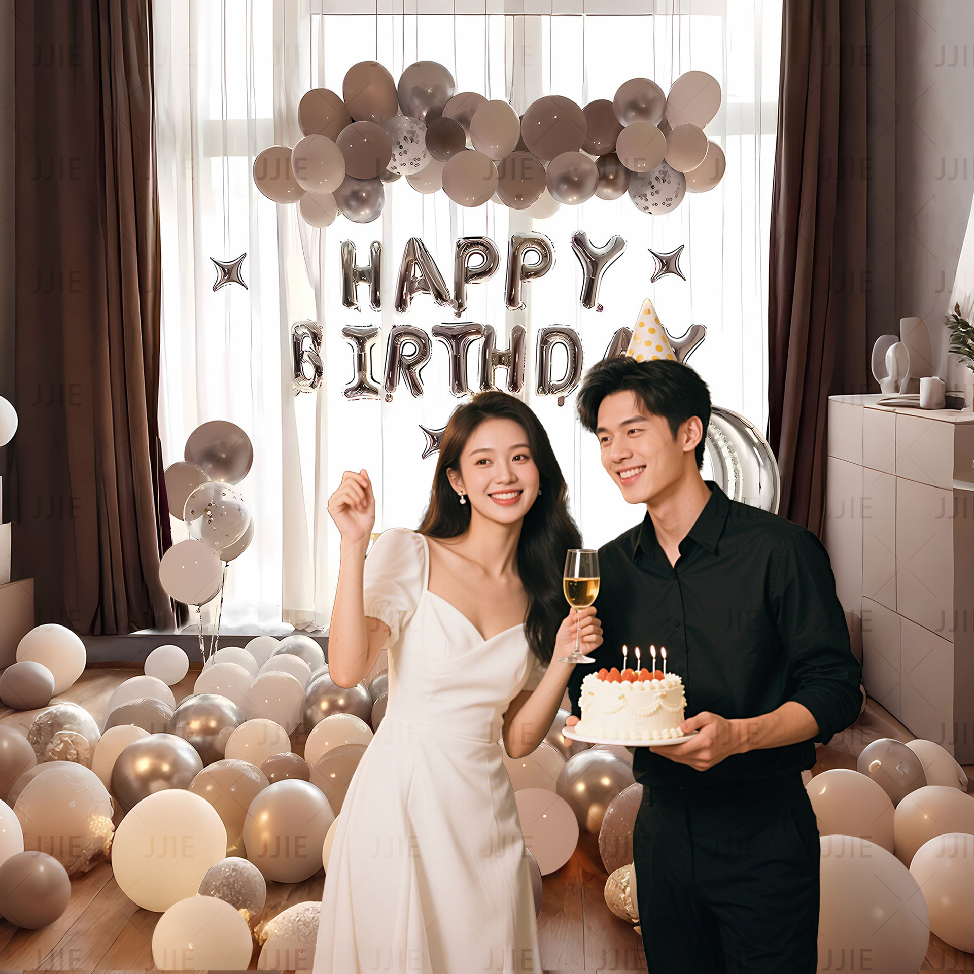 Disposición de escenario de fondo suministros de pared paquetes de alto nivel de comercio exterior paquetes de novia de cumpleaños globo decoración de fiesta