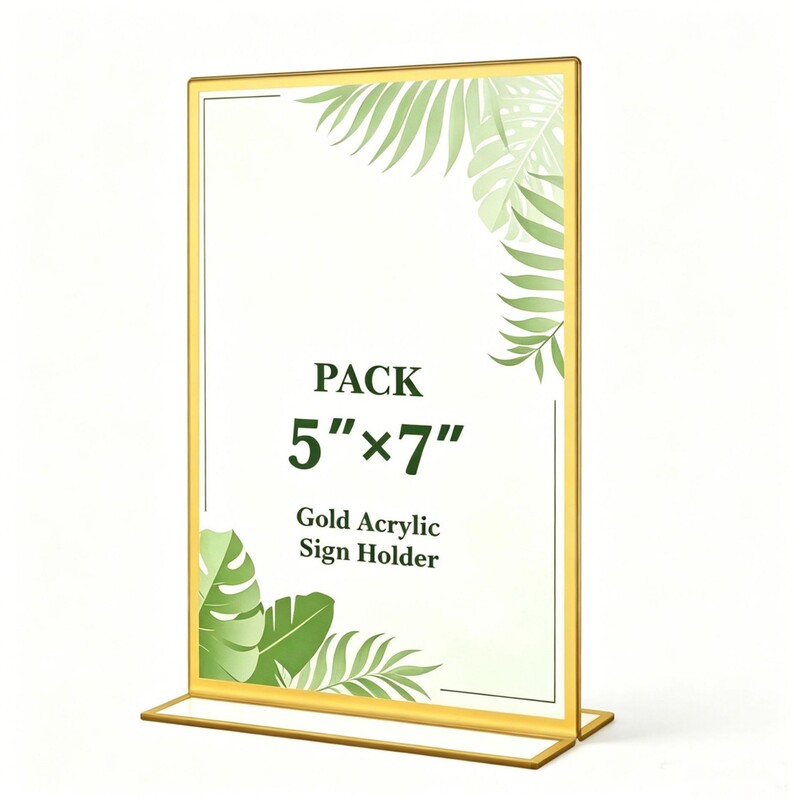 Golden Acrylic Sign Stand 4X6 Double-Sided Photo Frame Wedding Table Number Frame Restaurant Sign Display Stand Golden Acrylic Sign Stand 4X6 Double-Sided Photo Frame Wedding Table Number Frame Restaurant Sign Display Stand