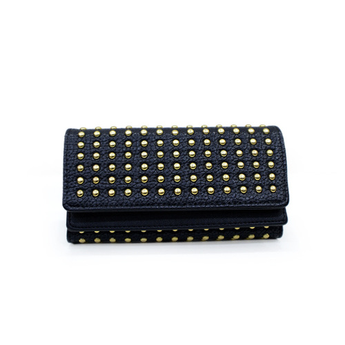 Cross-border new style women's long tri-fold wallet multi-card slot buckle clutch bag rivet multi-layer mobile phone bag card bag