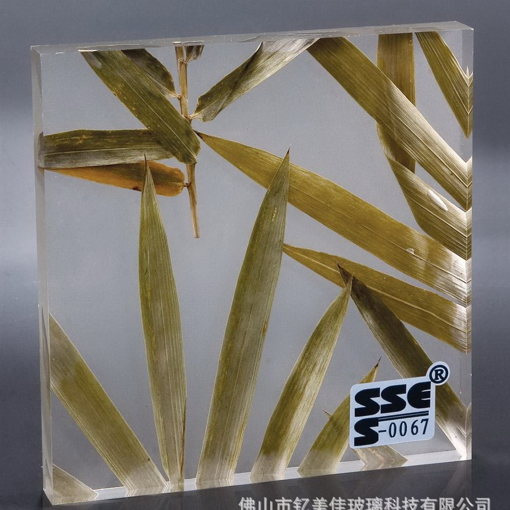 实物夹胶玻璃 树脂板装饰工艺酒店卫浴家居高品质批发源头工厂