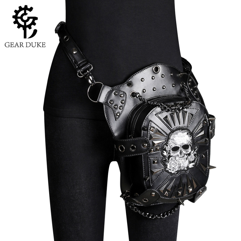 Guangzhou bag women's foreign trade wholesale European and American punk motorcycle bag skull shoulder lady messenger bag PU outdoor waist bag Guangzhou bag women's foreign trade wholesale European and American punk motorcycle bag skull shoulder lady messenger bag PU outdoor waist bag
