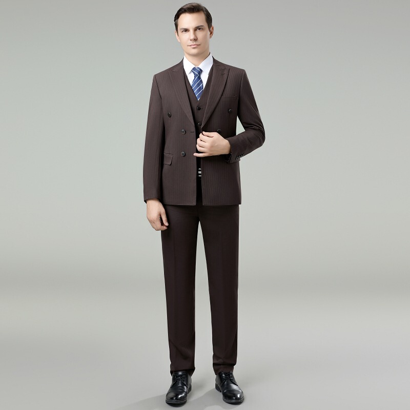 Plus Size Suit Men's Wedding Striped Business Formal Top Loose Plus Fat Plus Elastic Slit Suit Suit