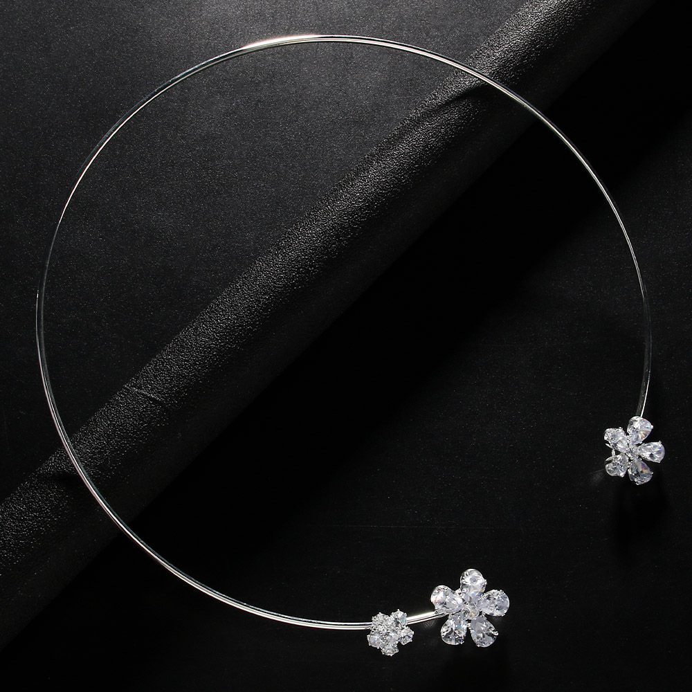 Collar de flor de moda transfronteriza elegante simple ZIRCON collar abierto collar de joyería nupcial