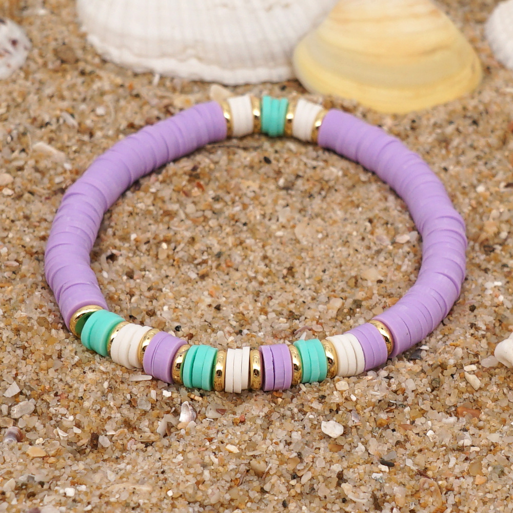 Bohemian Style Stainless Steel Colored Pottery Beaded Bracelet display picture 8
