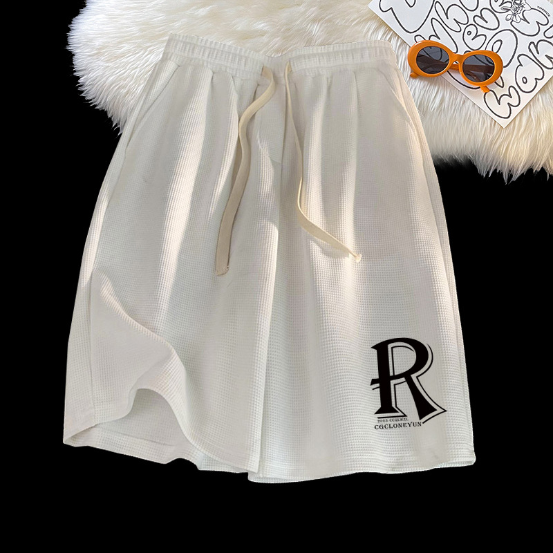 Venta directa de fábrica waffle shorts hombres de verano de moda de alta calle hip hop deportes pantalones americanos retro pantalones cortos sueltos