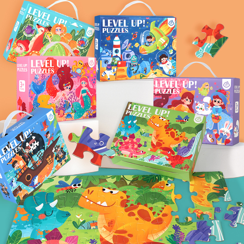 Niños transfronterizos 60 piezas caja de regalo portátil puzzle infantil infantil animación educación temprana puzzle juguetes inteligentes