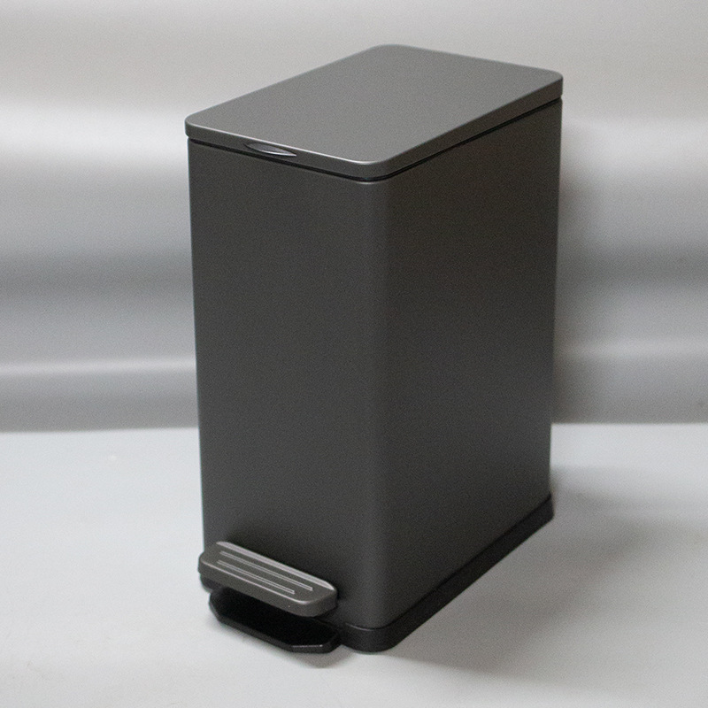 Langyi Odor-Absorbing Trash Can Household Stainless Steel Ultra-Narrow Body 10 Liters Bathroom Foot Pedal 9238 Model Odor-Absorbing