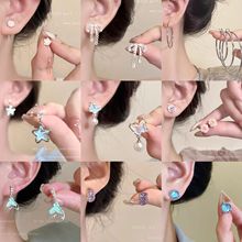 925针珍珠耳钉耳环女后挂ins风新款爆款潮素圈小众耳圈耳饰批发