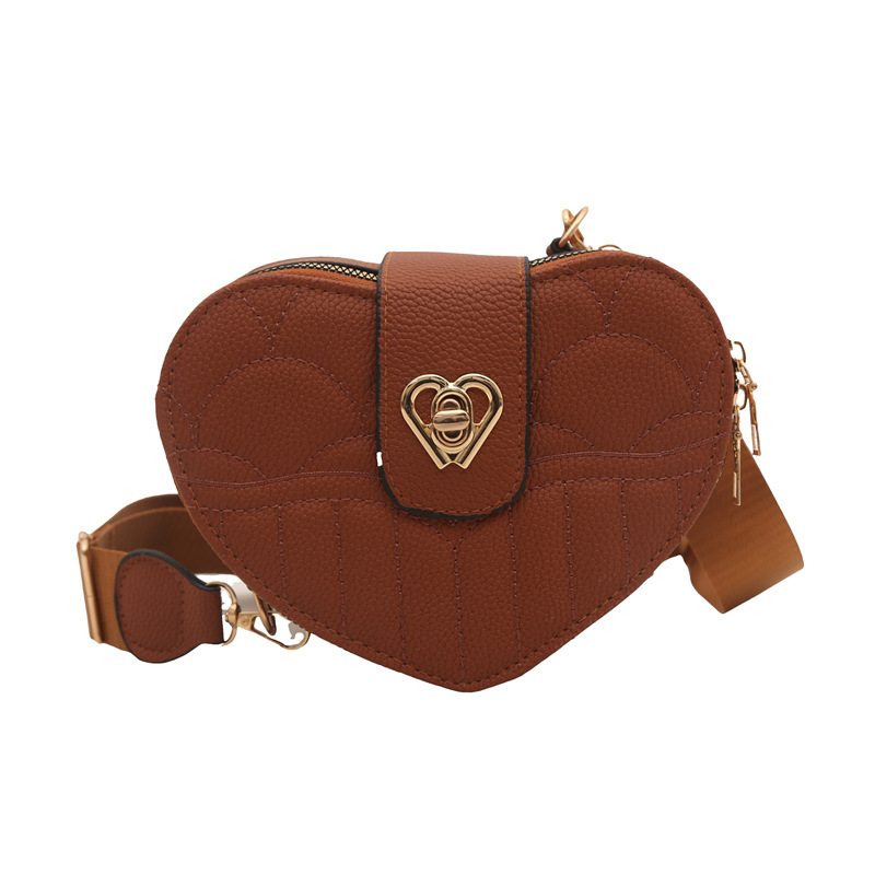 Bolso de mujer con bloqueo nuevo bolso de teléfono móvil de estilo extranjero, bolso de amor de un solo hombro retro estampado de litchi.