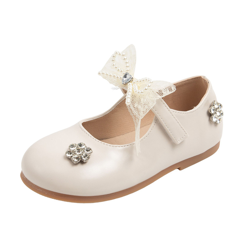 Zapatos de cuero para niñas 2025 otoño nuevo arco para niñas zapatos de princesa de cristal zapatos de moda para niños con suela suave zapatos casuales image 6
