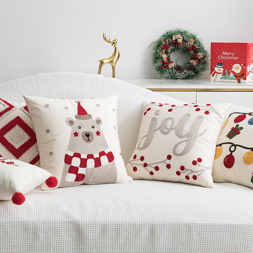 Cross-border New Year Christmas pillow tufted autumn and winter living room sofa pillow model room bed and breakfast cushion pillow case wholesale