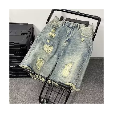 Ripped Denim Shorts Men's Summer Thin 2023 New American Style Retro Pants Loose Trendy Brand Plus Size Pants Ripped Denim Shorts Men's Summer Thin 2023 New American Style Retro Pants Loose Trendy Brand Plus Size Pants